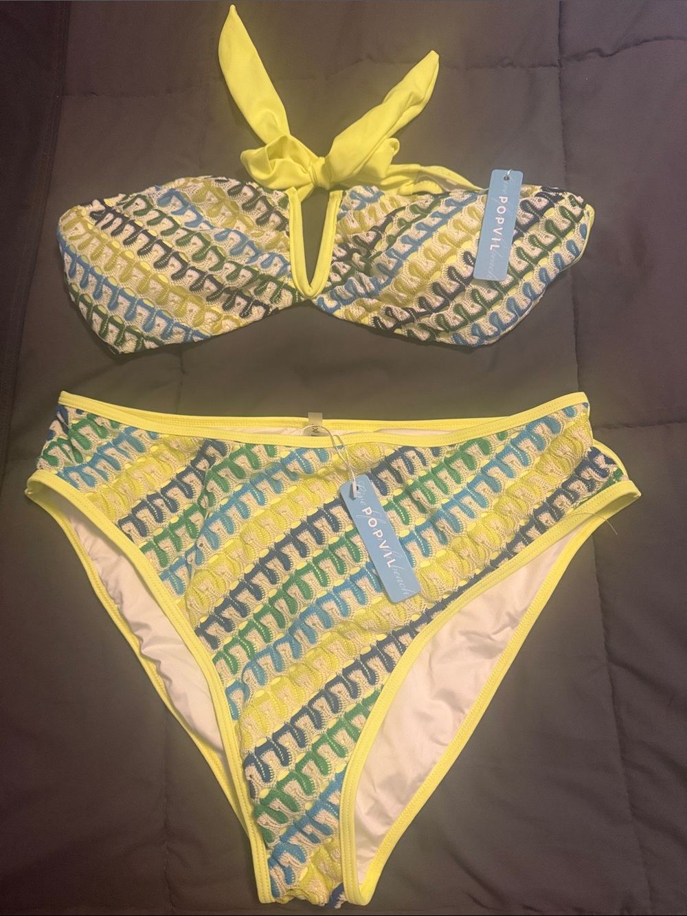 Popvil Yellow Patterned Women's Bikini Set